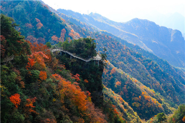 巴山大峡谷深秋盛景吸引游客